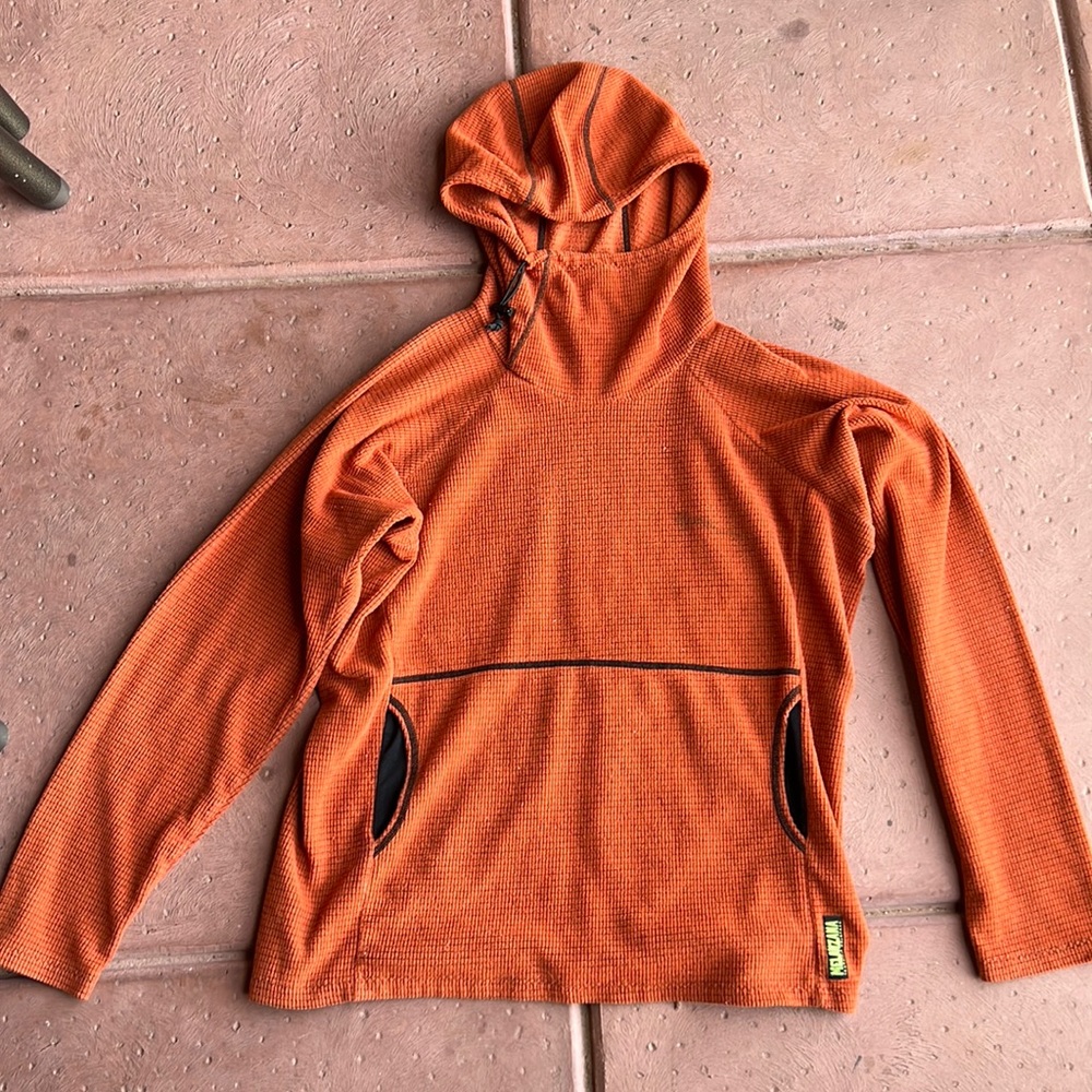 Melanzana microgrid fleece hoodie - mens Large